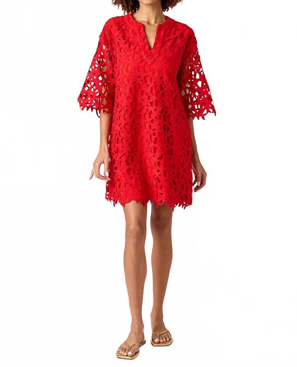 NEW CROSBY BY MOLLIE BURCH alice tunic mini dress in pomegranate lace